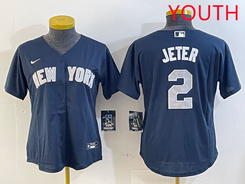 Youth New York Yankees 2 Jeter Blue Game 2025 Nike MLB Jersey style 1